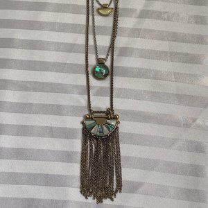 Lucky Brand Silver & Gold tone Mother of Pearl Layered Necklace